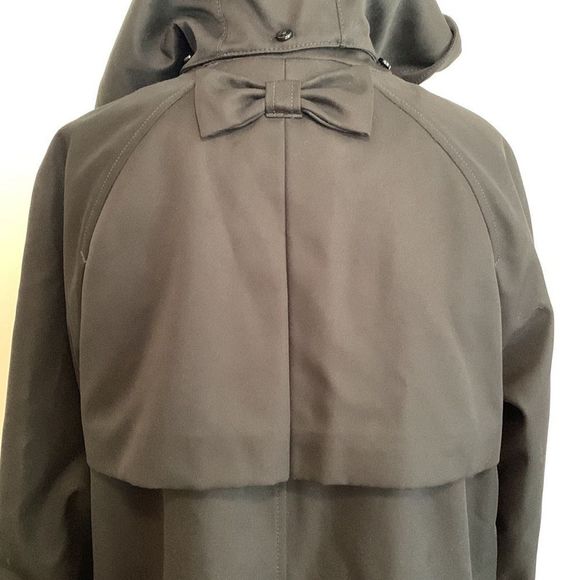 Kate Spade New York Black Trench Coat Jacket with Hood Womens Sz Medium - Picture 7 of 14